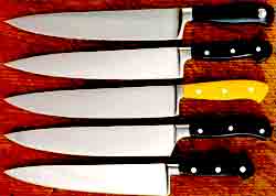 five different chef's knives